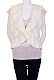 Trinity Wool Blend Ruffled Chunky Ribbed Sweater Bolero Shrug Top Ivory