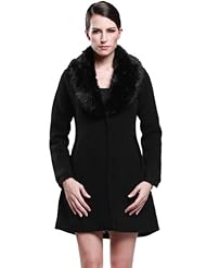 Apparel: Camii Mia Womens Mink Cashmere Coat with Faux Fur Collar (X-Small, Black)