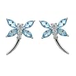 Eve's Addiction Dragonfly Earrings in Blue Topaz and Sterling Silver