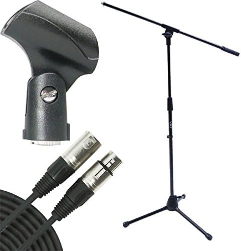 VRT Pro Audio Mic Boom Stand Tripod Height Adjustable w/ Mic Clip &amp; XLR Cable