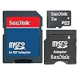 Sandisk 2GB MicroSD Memory Card with Mini SD & SD Adapter (SDSDQ-2048, Retail Package)