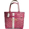 NEW AUTHENTIC COACH HERITAGE SIGNATURE STRIPE TOTE (Magenta)