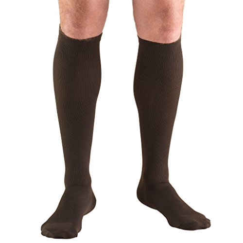 Truform 1943, Men's Dress Style Compression Socks, 15-20 mmHg, Knee High, Brown, Large (Pack of 2)