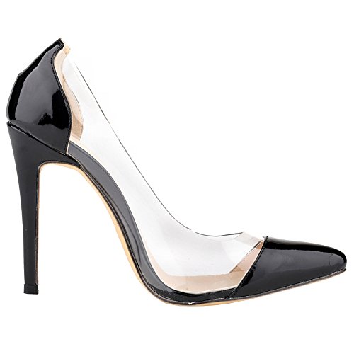 Loslandifen Womens Shoes Closed Toe High Heels Women s Pointed Slender Leather Pumps (38 M EU,C-black)