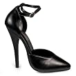 6 Inch Sexy High Heel Shoe D'Orsay Pump With Ankle Strap Black Leather