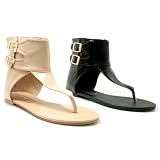 New Patent Ankle Cuff Flat Buckle Sandals Shoes Sz 3-8