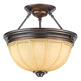 Quoizel Athens 15-Inch Large Semi Flush Mount with Creme Scavo Glass, Vintage Bordeaux Finish #AH1716VO
