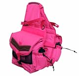 Delux Canvas Horse Saddle Bag Water Bottles Hot Pink