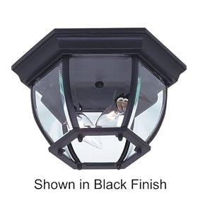 Classico - 2 Light Outdoor Flush Mount Ceiling Lighting Fixture - White - Clear Glass -... by Artcraft