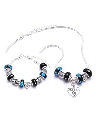 Sister Charm Bracelet and Necklace Gift Set Girls Pandora Style Gift Boxed