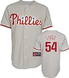 MLB Men's Philadelphia Phillies Brad Lidge Road Gray Short Sleeve 6 Button Synthetic Replica Baseball Jersey Spring 2012  (Road Gray, XX-Large)