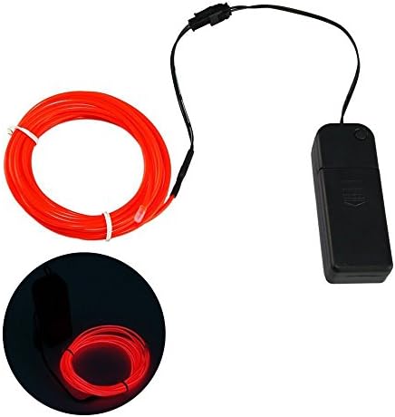DODOLIGHTNESS New Arrival 9FT Neon Glowing Strobing Electroluminescent Wires,EL Wire 4 modes Battery Operated (Red)