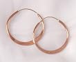 Copper Hoop Earrings, Hammered, 1.25 Inch Diameter