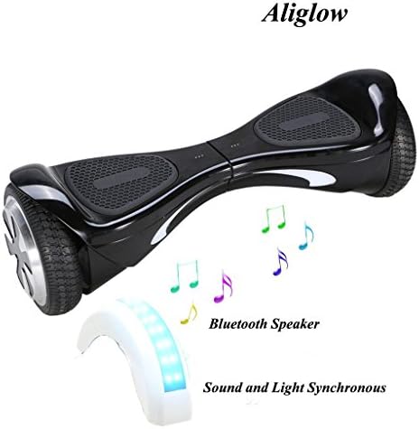 Aliglow, Two Wheel Self Balancing Scooter Balance Motion 6.5" with Double Bluetooth Speaker ( Black )