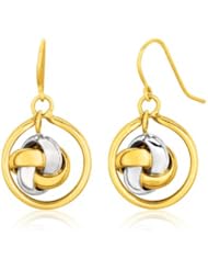 14K Two-Tone Gold Love Knot Embrace Drop Earrings