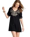 Angie Elbow-Sleeve Embroidered Peasant Dress