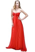 Hot Sale Fabulous Women's Embellished Beaded Ruches Chiffon Strapless Floor Length Evening Gown