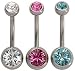 Double Jeweled body bar - Banana body jewellery - First piercing - Navel Jewellery - Belly bar - Sizes 8mm, 10mm & 12mm. All 3 for just ?4.50 FREE SHIPPING