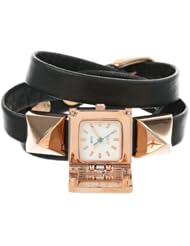 La Mer Collections Womens LMPYRAMID003 Black Rose Gold Cairo Wrap Watch