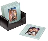 Cherished Accents Glass Photo Coasters, with Storage Rack
