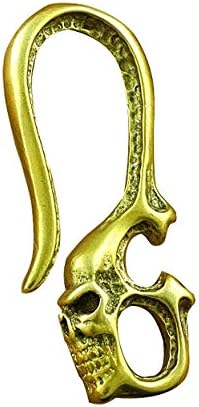 Biker Rock Skull Solid Brass Hook Fob Clip for Key Chain Wallet Chain Accessory