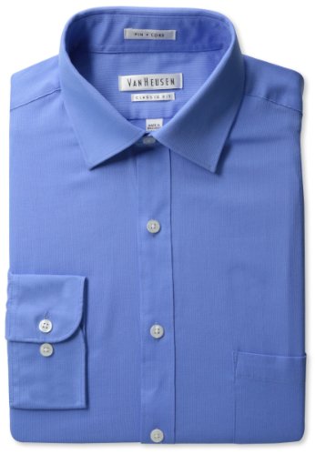 Van Heusen Men's Pincord Texture Solid, French Blue, 17 34/35