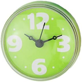 Mini Waterproof Shower Sticker Clock Bathroom Kitchen Wall Suction Clock Watch Living Room Modern Fashion Design (Green)