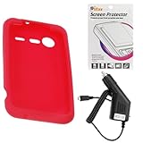 GTMax Red Soft Rubber Silicone Skin Protector Cover Case + Clear LCD Screen ....