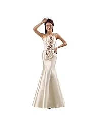 Crepe/Satin Sequined Lace-Up Evening Dress 