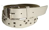 BeltsandStuds Goth Punk S Pyramid Stud Studded White Snap on Belt