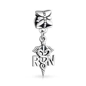 Bling Jewelry 925 Sterling Silver RN Registered Nurse Symbol Dangle Bead Fits Pandora
