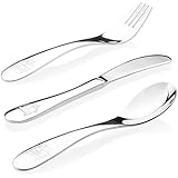Kiddobloom Kids Stainless Steel Utensil Set, Truck model, 3-piece Flatware includes Spoon, Fork, and Butter Knife. Perfect for Preschoolers. Great for Birthday Gifts.