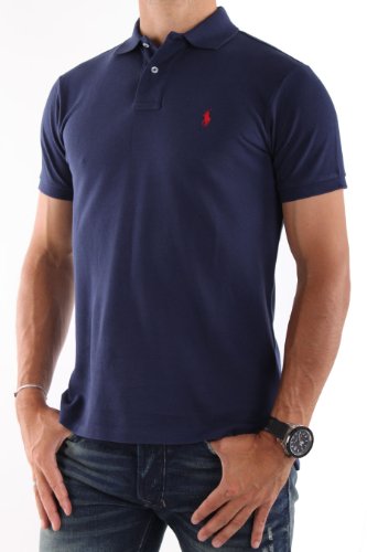 Polo Ralph Lauren Men Custom Fit Mesh Polo Shirt (Medium, French Navy)