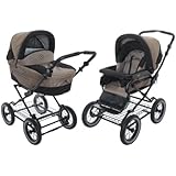 Roan Rocco Classic Pram Stroller 2-in-1 with Bassinet and Seat Unit - Coffee