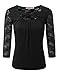 VIVALACE Womens 3/4 Lace Sleeve Twisted Cross Keyhole Knit Top