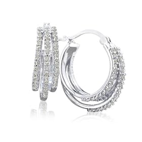 Diamond Hoop Earrings set in Sterling Silver (1/2ct tw)