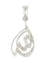 Sterling Silver and Cubic Zirconia Muslim Pendant: Allah in Arabic Calligraphy