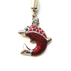 Cell Phone/ Camera / Bag/ Charm Strap Beautiful Red Diamond Dolphin