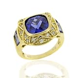 18K Gold over Sterling Silver 6.26ct Tanzanite CZ Square Fashion Ring
