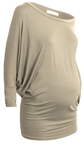 Womens Casual Scoop Neck Dolman Drape 3/4 Sleeve Jersey Knit Maternity Tunic Top