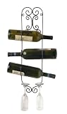 Danya B QBA181W3 Hanging Rack for 3 Wine Bottles and 2 Wine Glasses