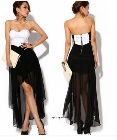 Ezsports 1pc Women Asymmetric Cocktail Party club Evening Dress Sexy Strapless Dress