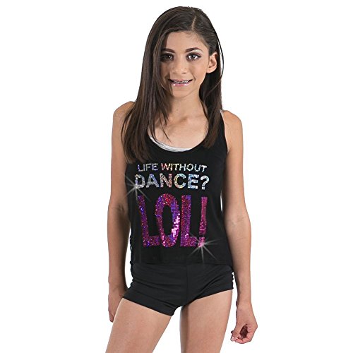 Gia-Mia Dance Big Girls LOL Lace Back Tank, Black, Large