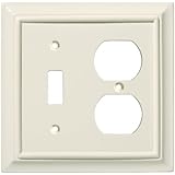 Brainerd 126377 Wood Architectural Single Toggle Switch/Duplex Outlet Wall Plate / Switch Plate /  Cover, Light Almond