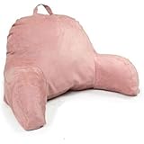 Microsuede Bedrest Pillow Pink - Best Bed Rest Pillows with Arms for Reading in Bed