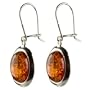 Certified Genuine Honey Amber and Sterling Silver Oval Earrings