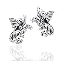 Small Flying Dragons - Detailed Sterling Silver Post Stud Earrings