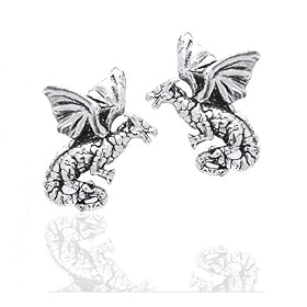Small Flying Dragons - Detailed Sterling Silver Post Stud Earrings
