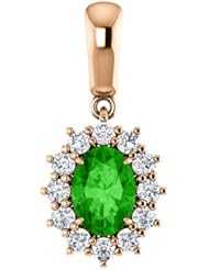 14K Rose Gold 7.00x5.00mm Oval Cut Tsavorite and Diamond Pendant -- LIFETIME WARRANTY
