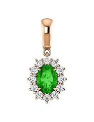 10K Rose Gold 7.00x5.00mm Oval Cut Tsavorite and Diamond Pendant -- LIFETIME WARRANTY